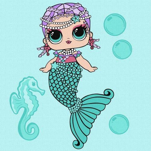Картина по номерам с красками металлик LOL Surprise! Mermaids Merbaby 40х40 см (2987478331)