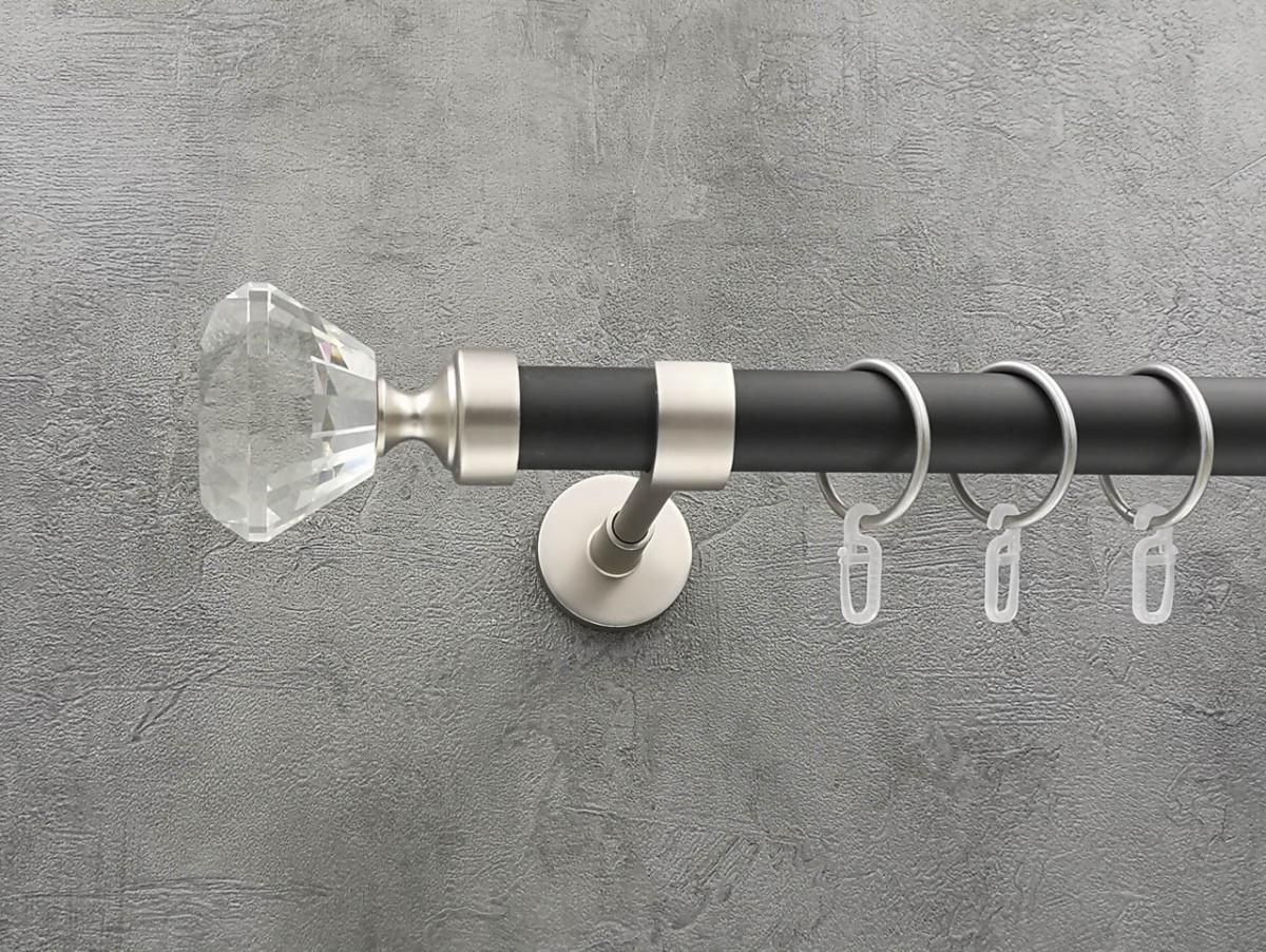 Карниз Quadrum Спектралія гладка штанга одинарний модерн 25 мм 200 см Сатин/Чорний матовий (272278791)