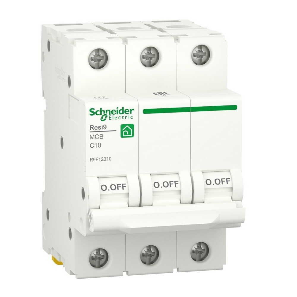 Автоматический выключатель Schneider Electric 6 кА C 3P 10 А Resi9 (R9F12310)