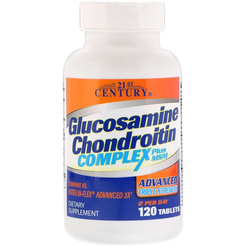 Для суставов и связок 21st Century Glucosamine Chondroitin Complex Plus MSM Advanced Triple Strength 120 таблеток