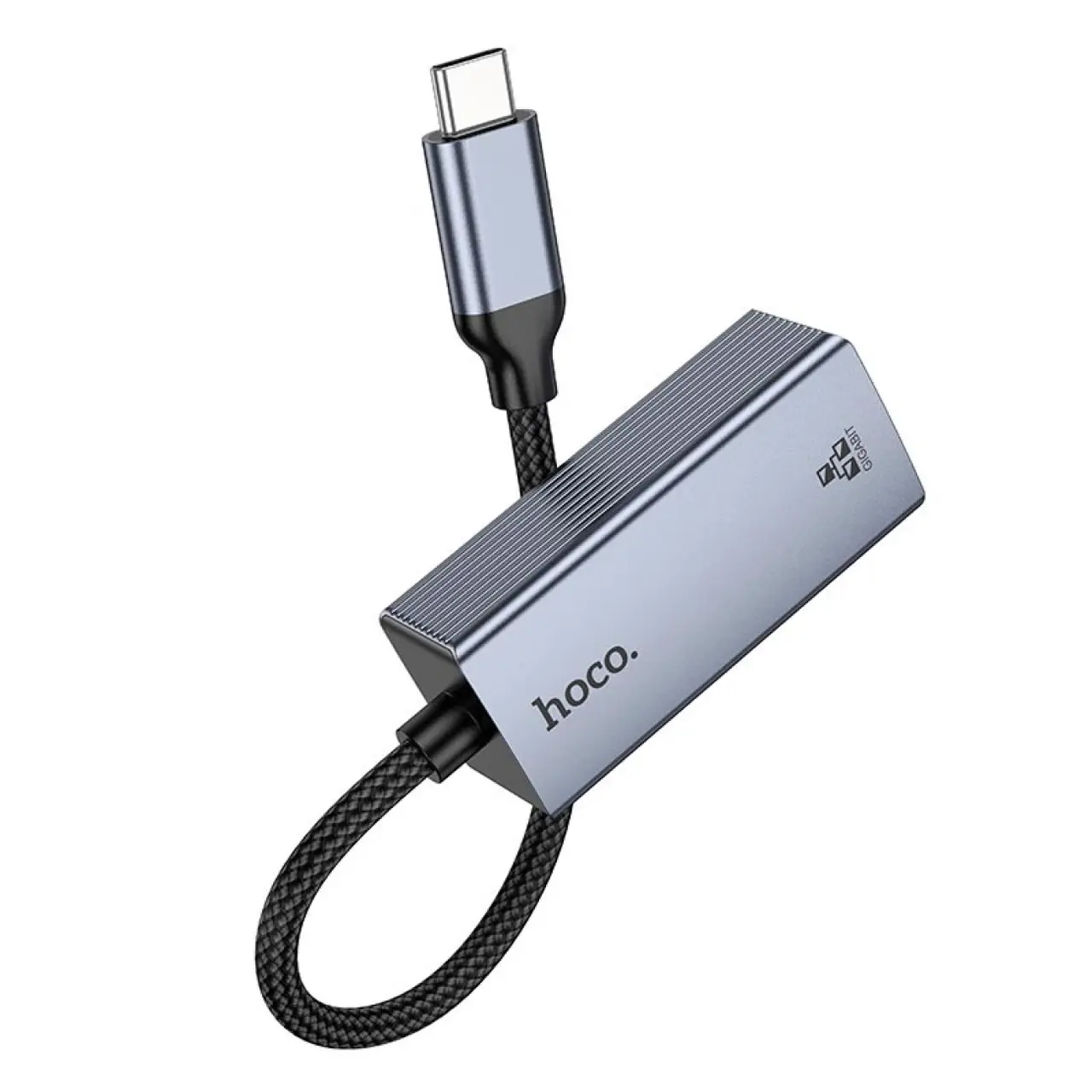 Мережевий адаптер Hoco UA37 Type-C Ethernet Adapter 1000 Mbps Grey - фото 4