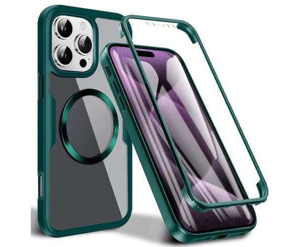 Чехол Double Shield 360 with Ring для iPhone 16 Pro Зеленый