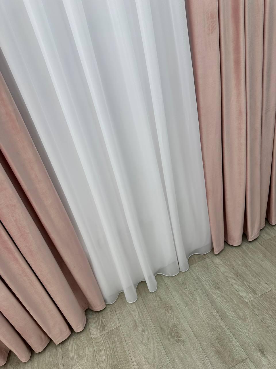 Штора велюрова на тасьмі 6 см 300x250 см Ніжно-рожевий (6319-N71-Т43) - фото 8