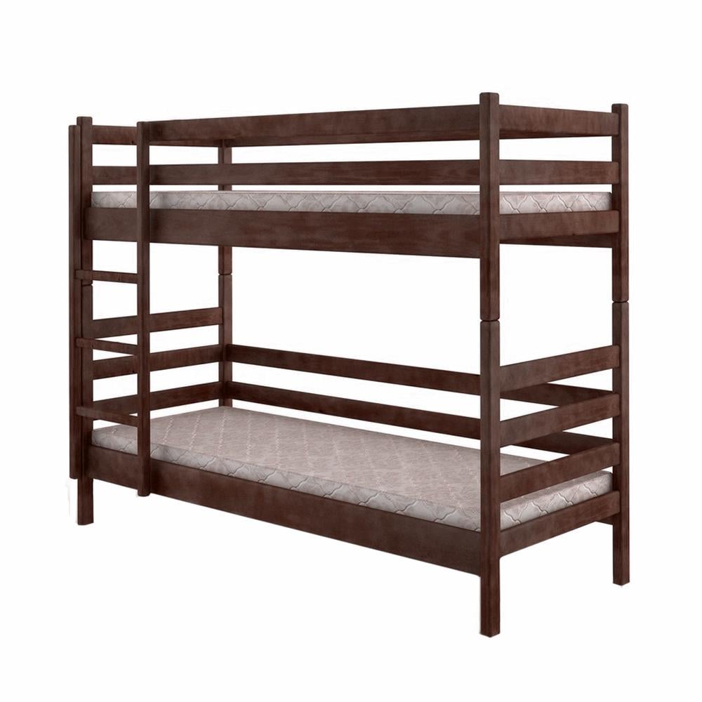 Двухъярусная кровать детская MebiGrand Соня из массива дерева 90х200 см Орех темный (23576)