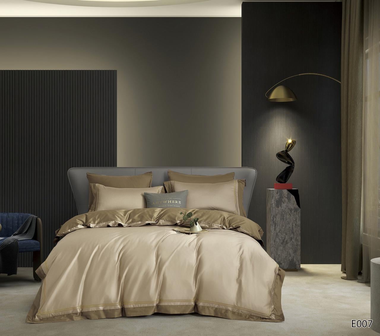 Постельное белье евро Vie nouvelle Embroidery сатин 200х220 см (E007)