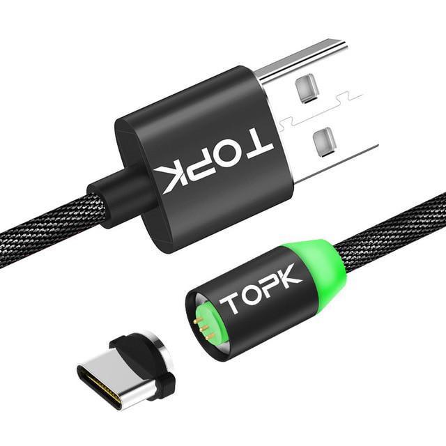 Кабель магнітний USB Type-C Topk для зарядки 1 м Чорний