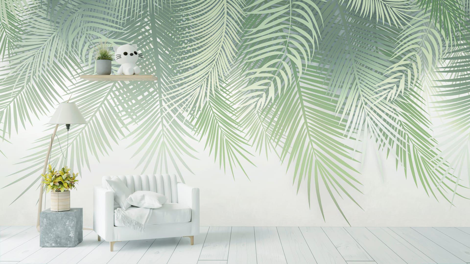 Фотообои флизелиновые Styleo Print-walls Нежные зеленые листья 0911F 350х270 см (Pw-0911F/3)