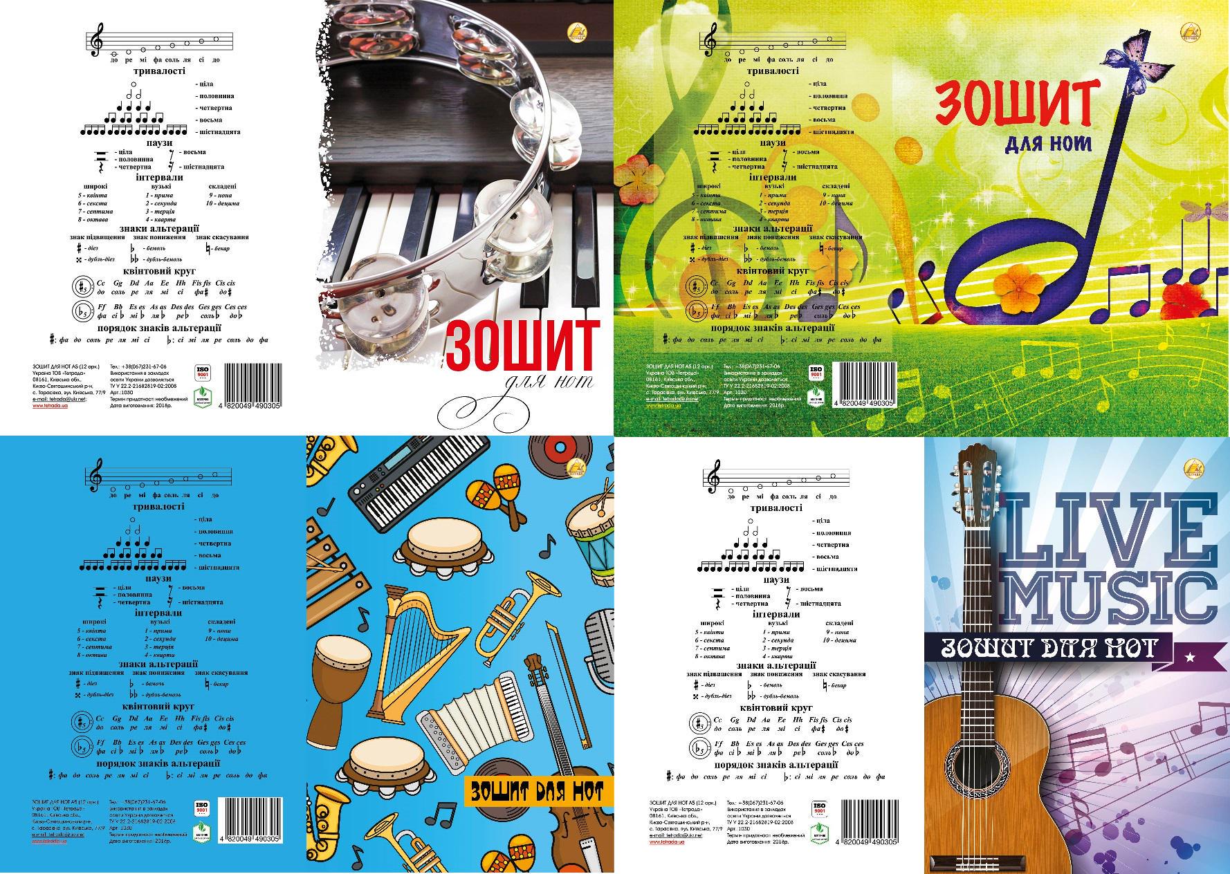 Зошит для нот Тетрада 12 аркушів 10 шт. в упаковці