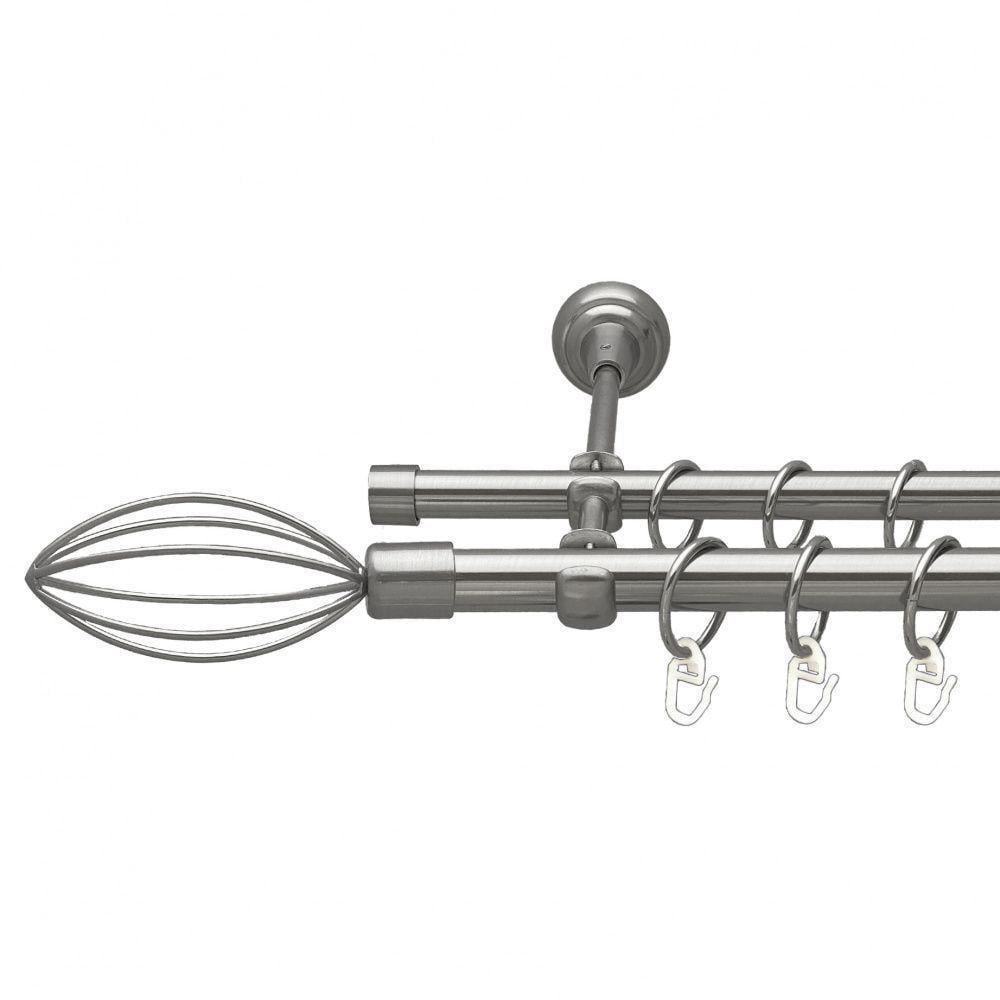 Карниз для штор Orvit Микс двухрядный гладкий 200 см. Нержавеющая сталь (00-00016027)