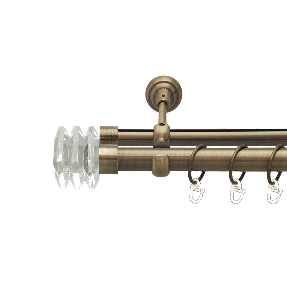 Карниз металлический Orvit Милиора двухрядный оппозитный/гладкая профильная труба/кольцо металлическое Антик 25/19 мм 300 см (7524115)