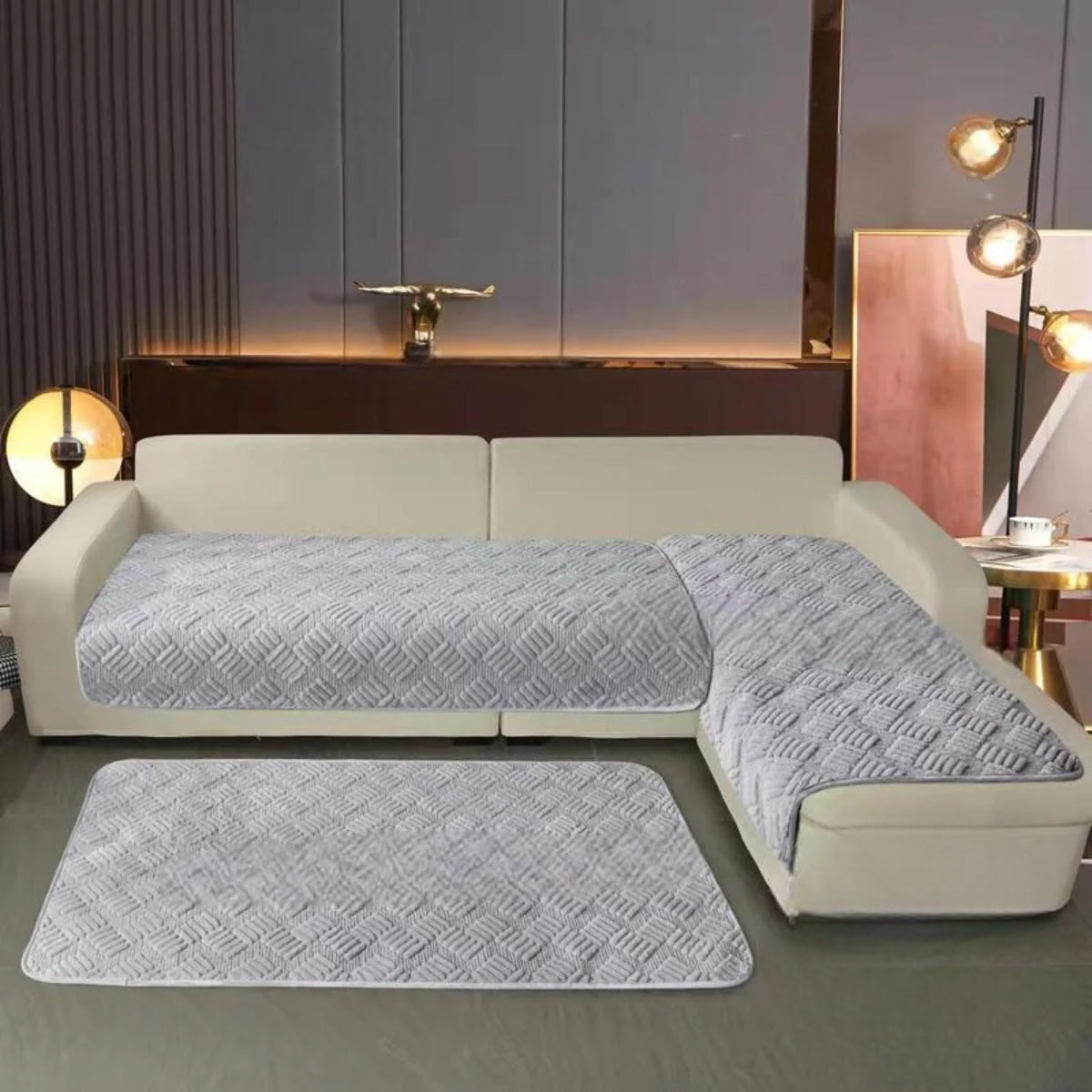 Покривало велюрове Koloco 3 шт. Світло-сірий (41024) - фото 1