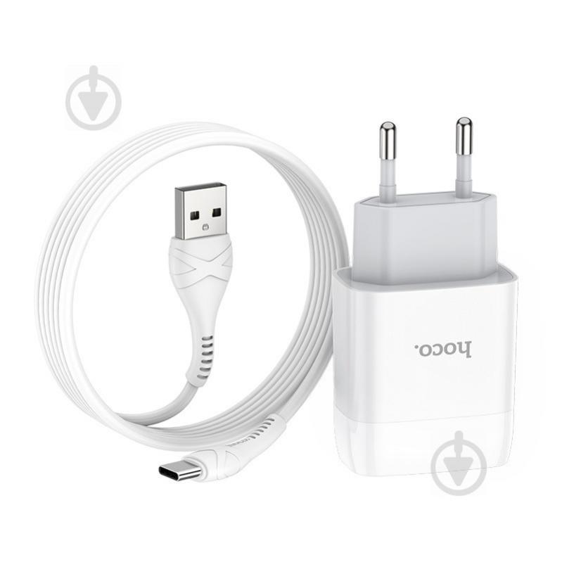 СЗУ Hoco C72A (1USB/2.1A) + Type-C (Білий) 1097365 - фото 2