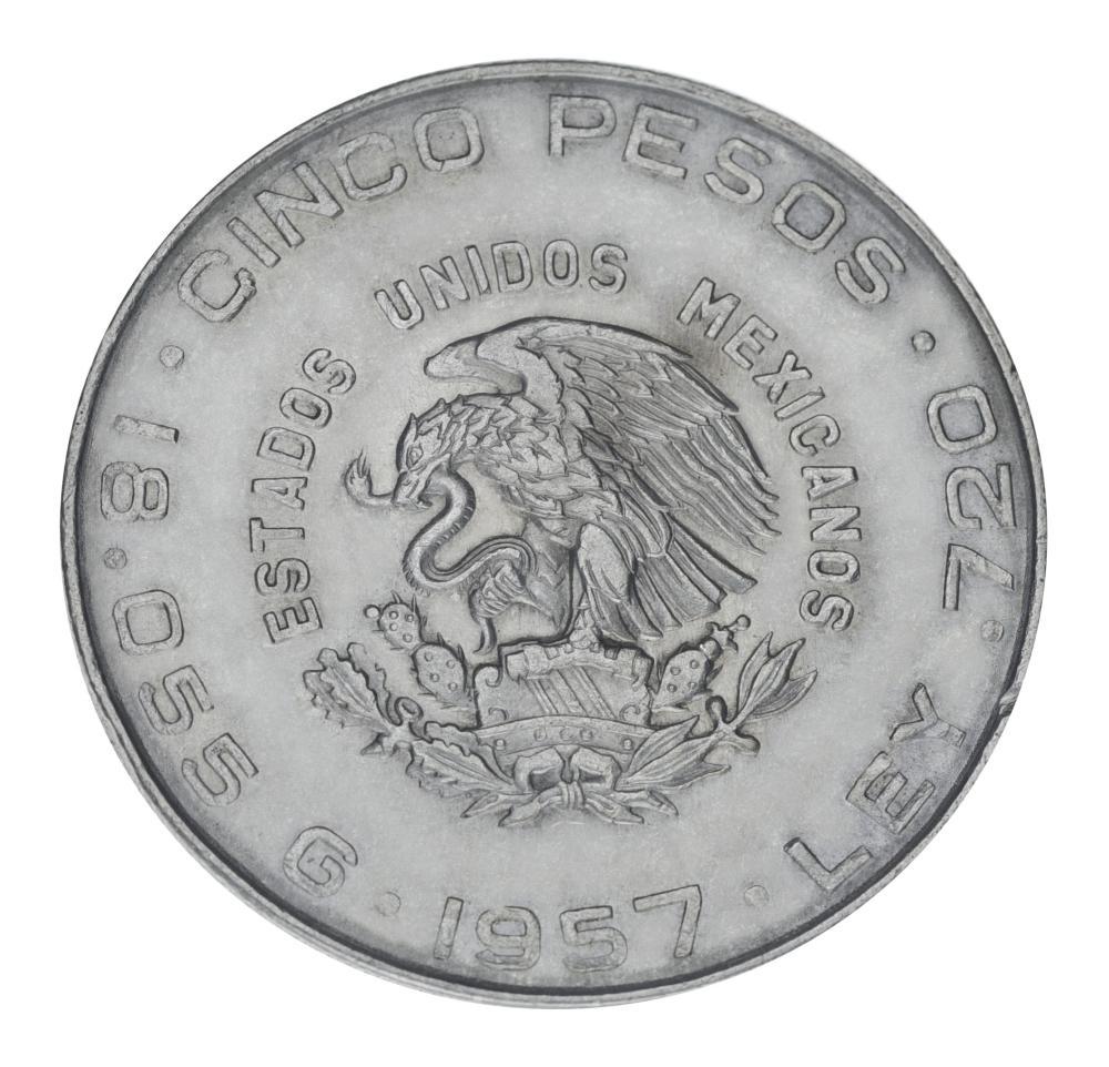 Коллекционная монета Мексика 5 песо 1957 серебро F-VF (М20871)