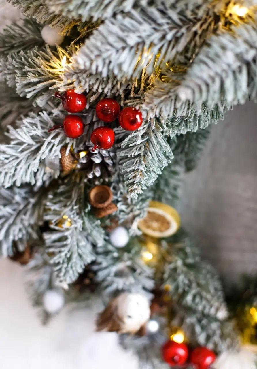 Вінок новорічний Elegant Засніжений 50 см (302/50/GS) - фото 2 Вінок новорічний Elegant Засніжений 50 см (302/50/GS) - фото 2