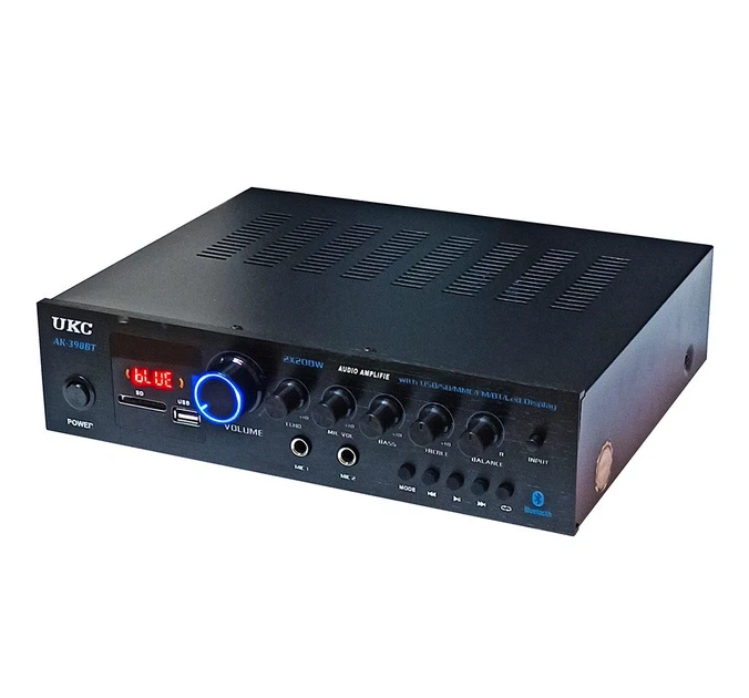 ᐉ Підсилювач аудіо UKC AK-398BT 2x200W з підтримкою Bluetooth і