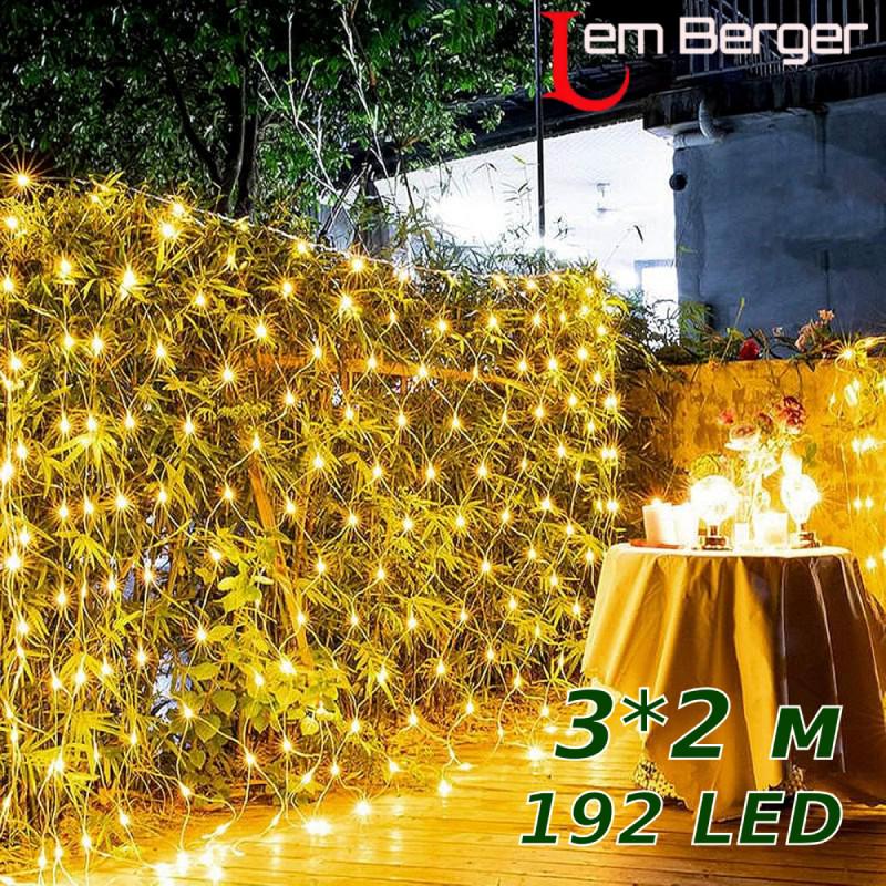Гірлянда світлодіодна Lem Berger Штора 3х2 м 192 LED IP44 8 режимів Жовтий (4009067) - фото 2