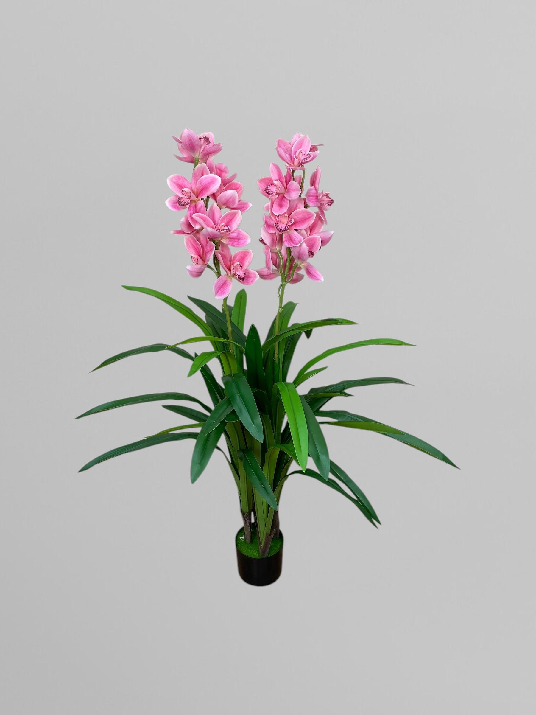 Композиция из искусственных латексных орхидей цимбидиум на 2 веточки 125 см Розовый (А102)