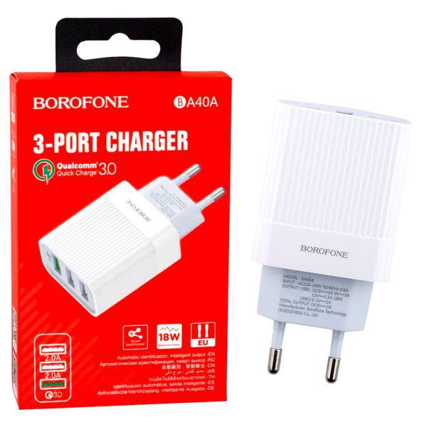 Зарядное Устройство Borofone BA40A QC3.0 3USB (20409206) - фото 1