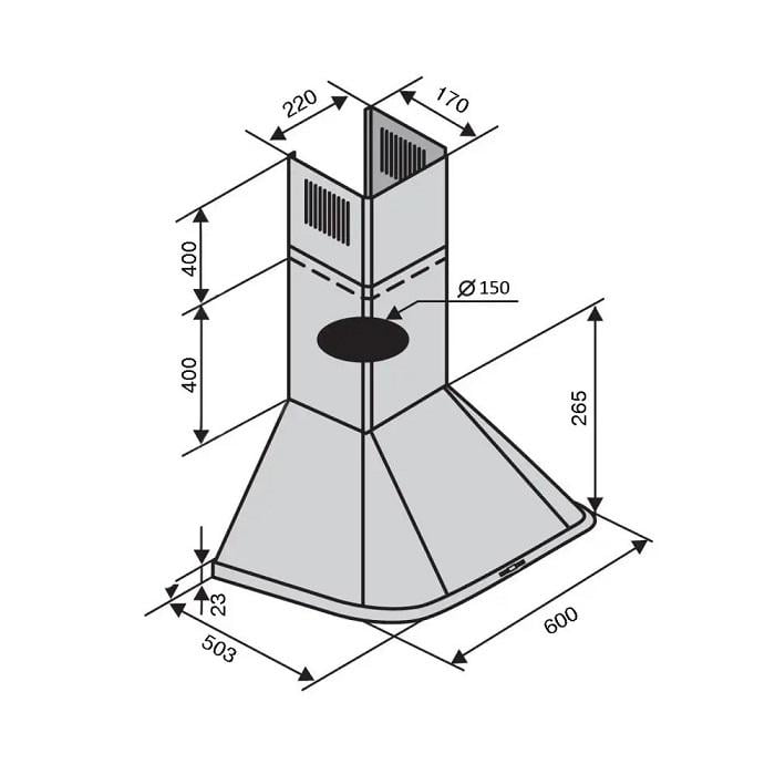 Витяжка Ventolux MONACO 60 INOX 1000 (11161) - фото 7 Витяжка Ventolux MONACO 60 INOX 1000 (11161) - фото 7