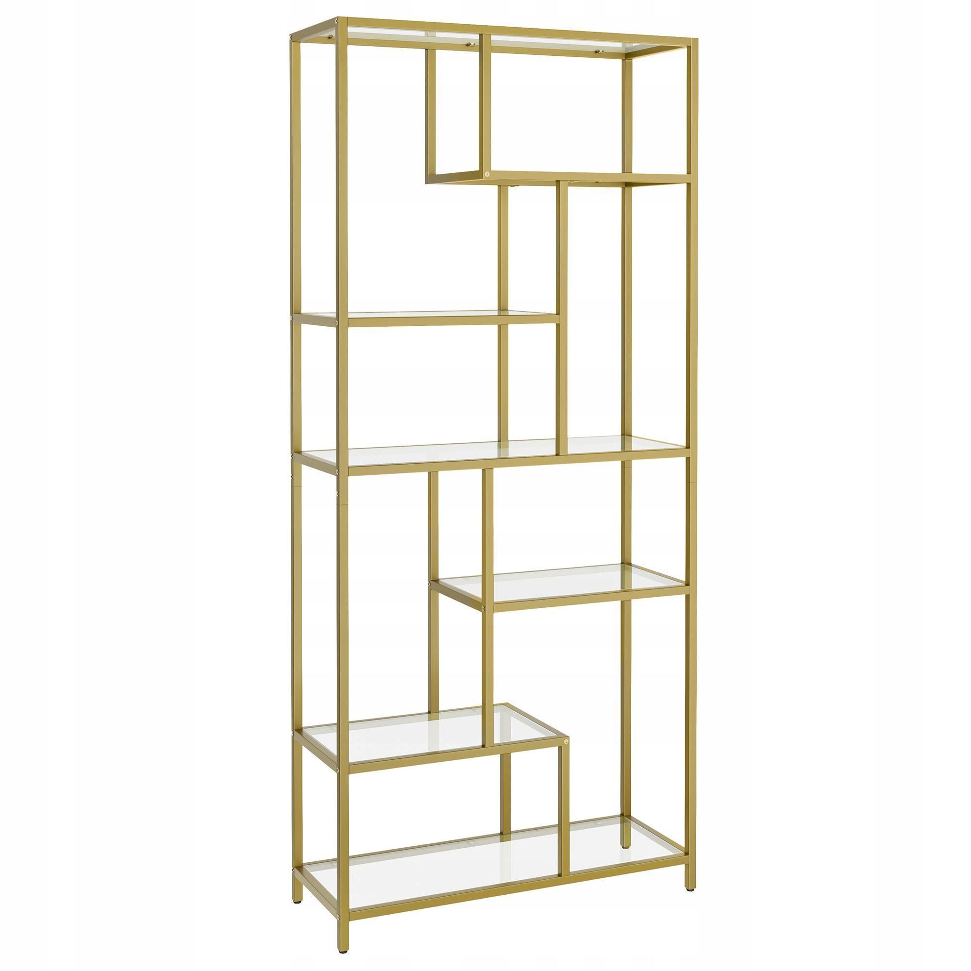 Стеллаж многоуровневый Songmics Vasagle со стеклянными полками 180x80x30 см Gold (LGT502A01)