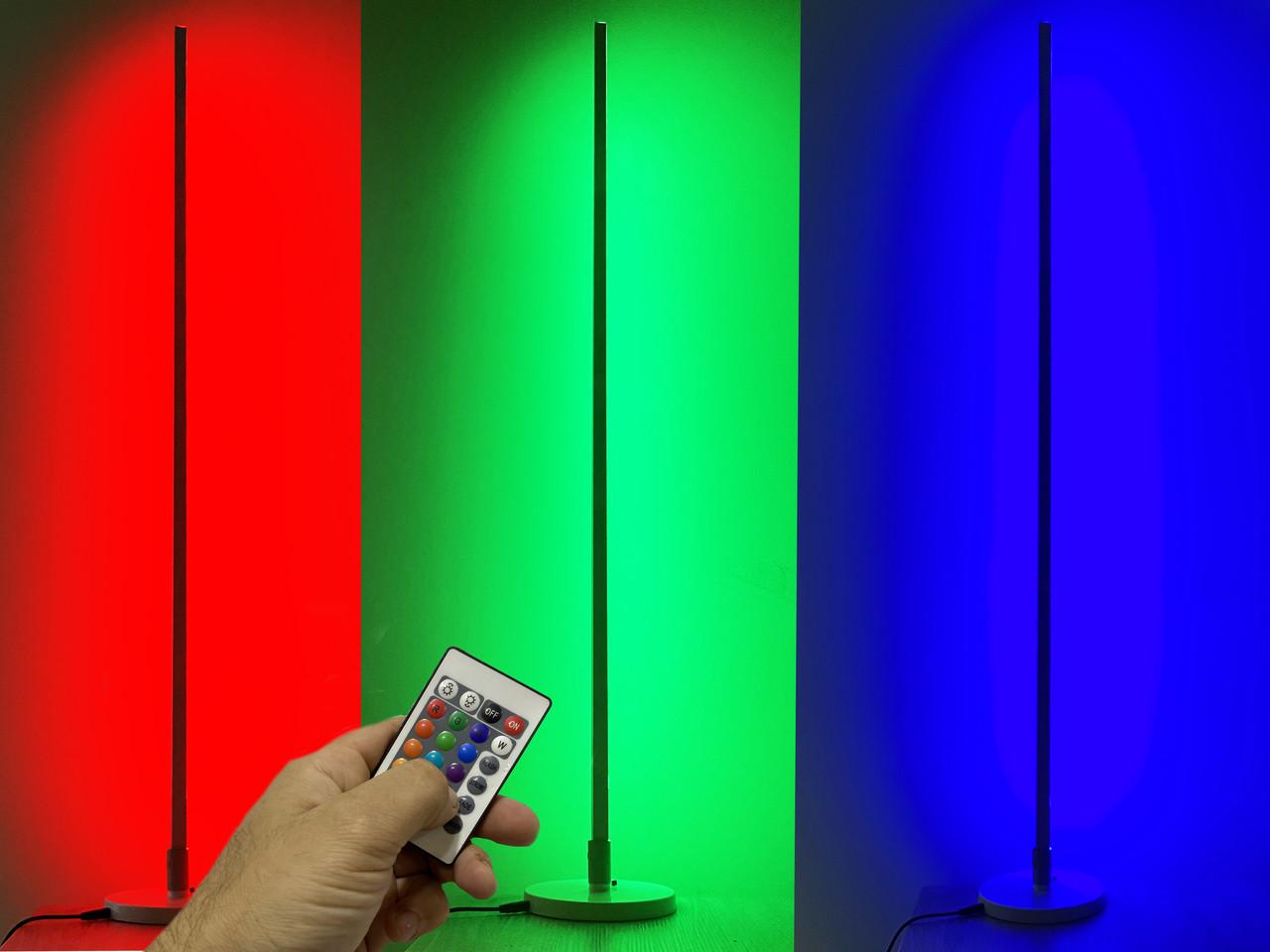 Лампа-торшер LED підлоговий кутовий RGB з пультом від мережі 100 см Білий - фото 6