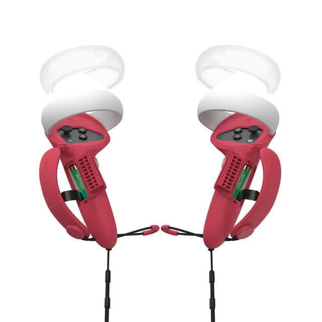 Удлиненный силиконовый чехол с открывающимися панелями и кольцом для контроллеров Oculus Quest 2 Red (ACS-USCOPKFOQ2rd)