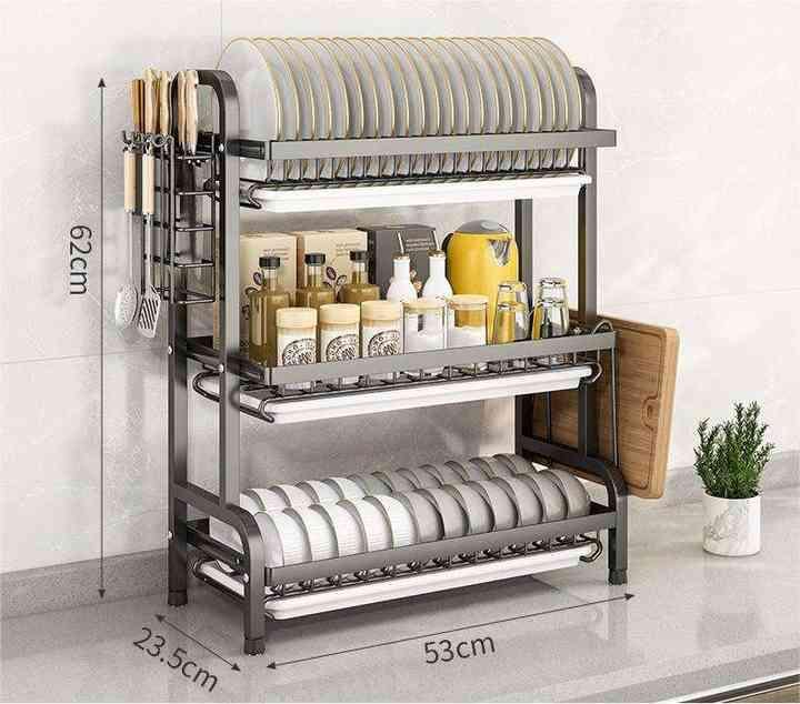 Сушарка для посуду настільна триярусна Multifunctional Bowl Rack Чорний - фото 2 Сушарка для посуду настільна триярусна Multifunctional Bowl Rack Чорний - фото 2