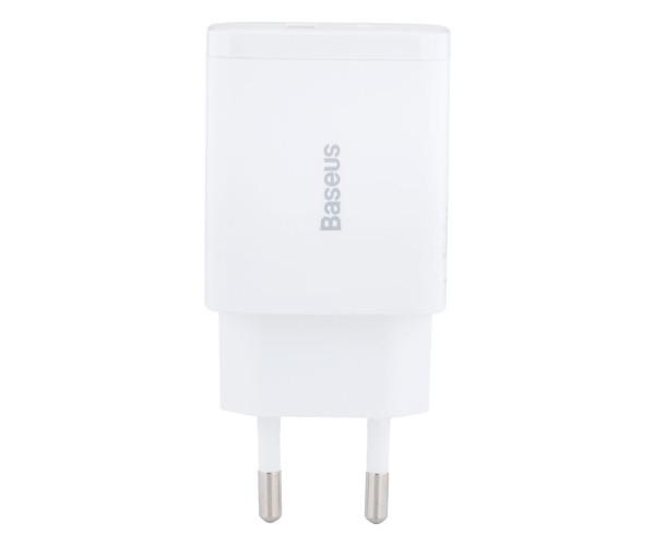 Пристрій зарядний мережевий Baseus CCXJ-B USB QC3.0 Type-C PD 20W 3A White