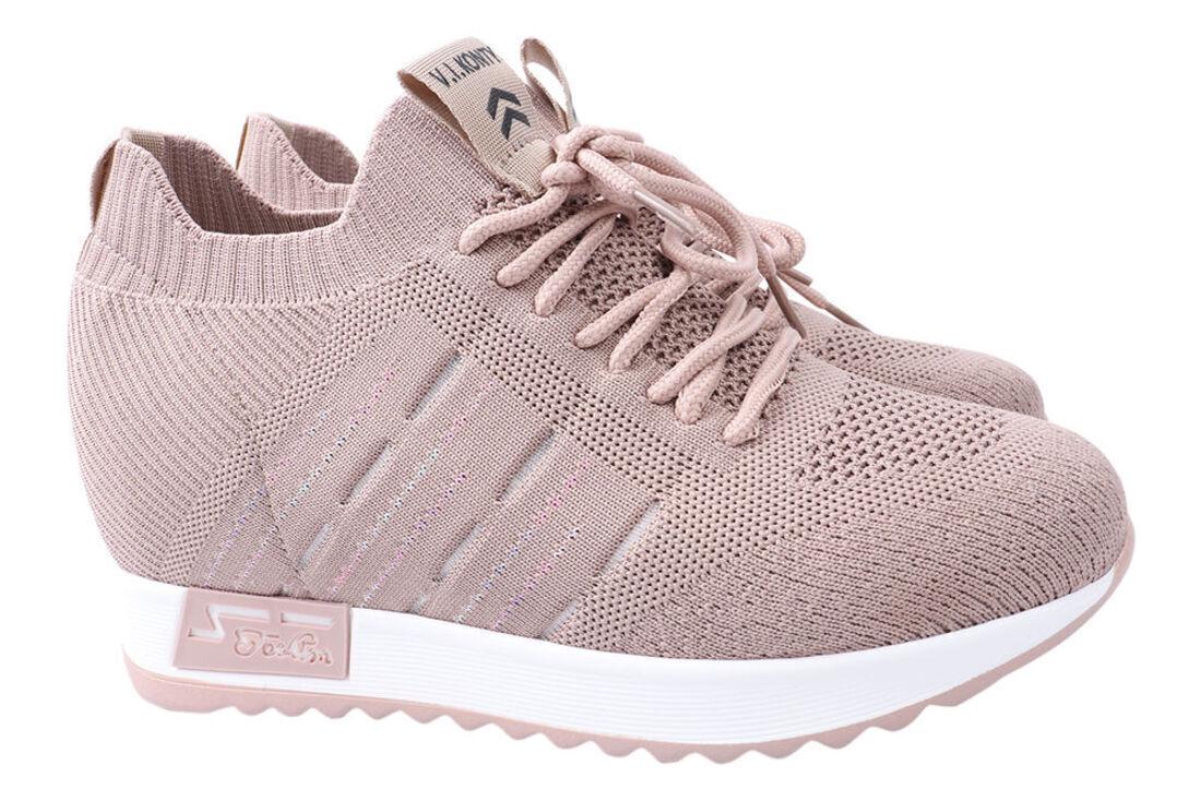 Кроссовки женские Vikonty из текстиля на платформе на шнуровке р. 36 Пудровый (197-21DK)