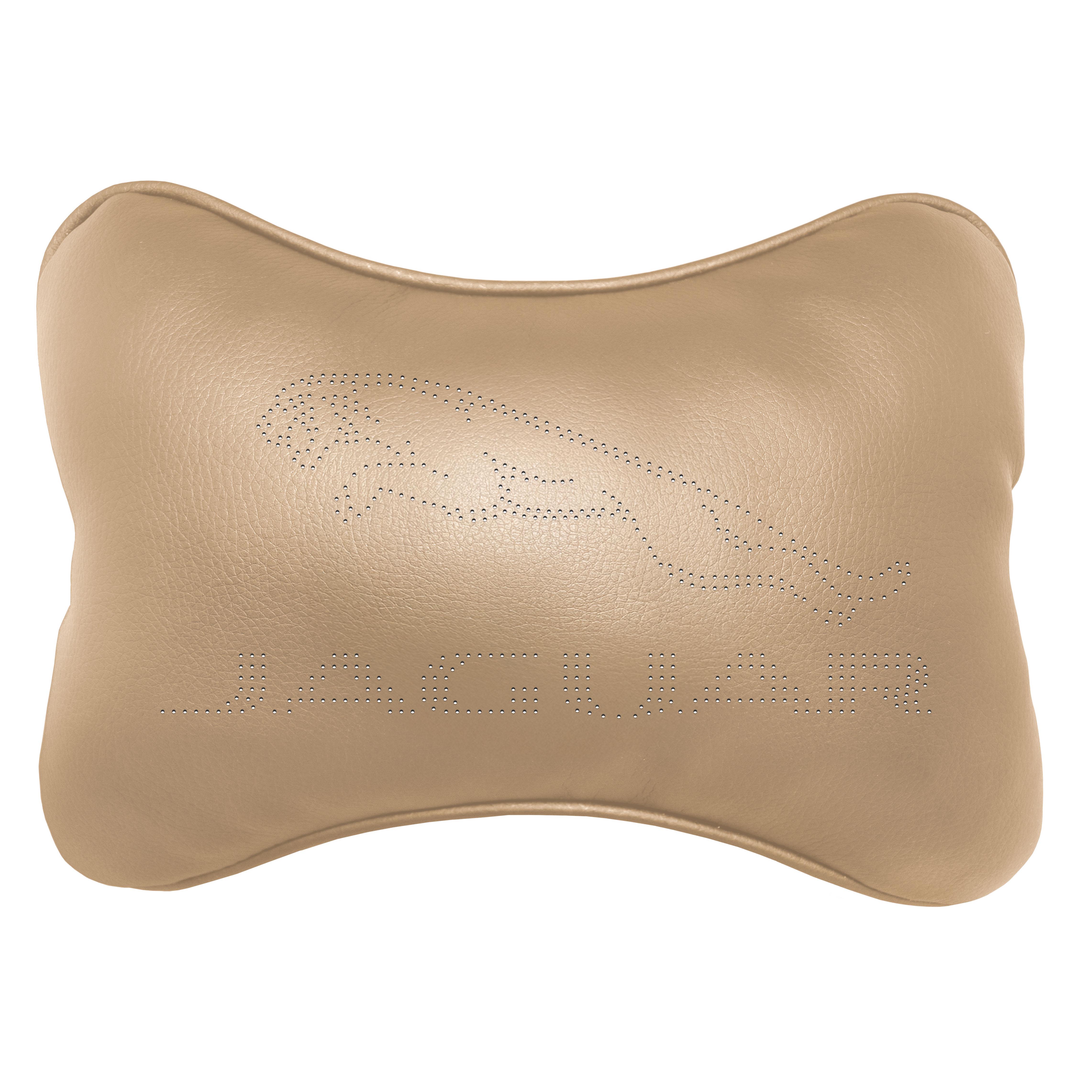 Подушка автомобильная Avtolife Jaguar для шеи из экокожи Бежевый (AVT-LBE-25) - фото 1