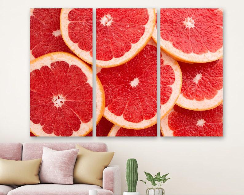 Модульная картина на холсте из трех частей KIL Art Сочный грейпфрут 78x48 см (M3_M_271)