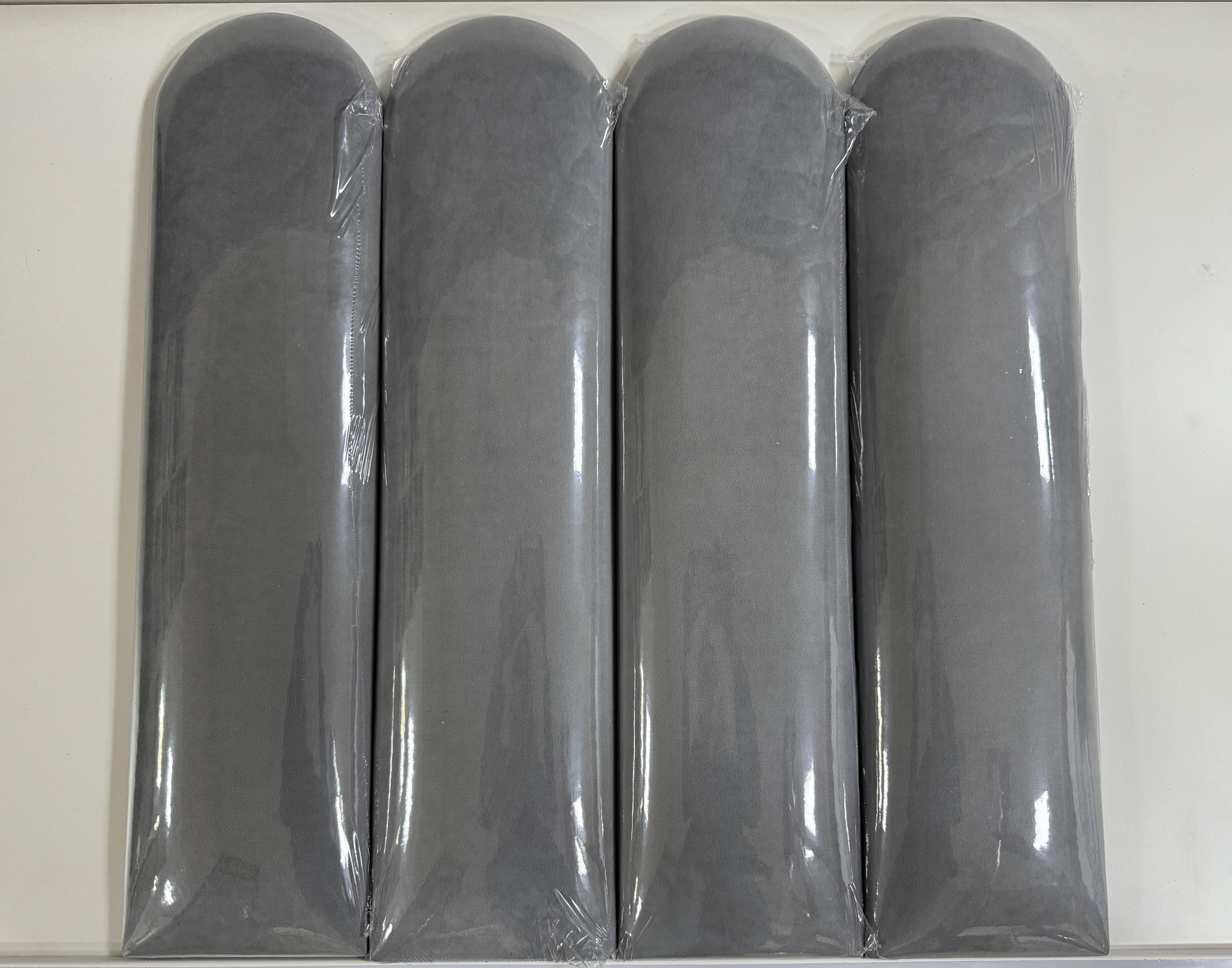 Стеновая панель самоклеящаяся мягкая Soft Pan велюр овал 15x60х3,7 см матовый Сталь (156101)