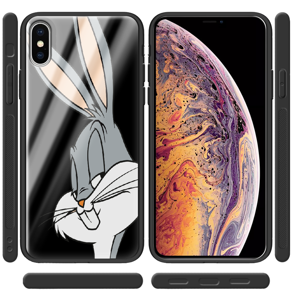 Чехол Boxface iPhone XS Max Lucky Rabbit Черный силикон со стеклом (35321-bk81-37735) - фото 2