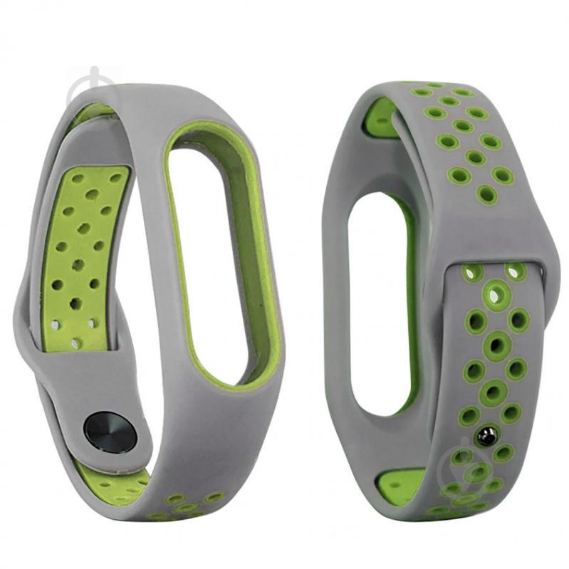 Ремешок Double Color Strap для Xiaomi Mi Band 3 / 4 Серо-салатовый (hub_fXAI67899)