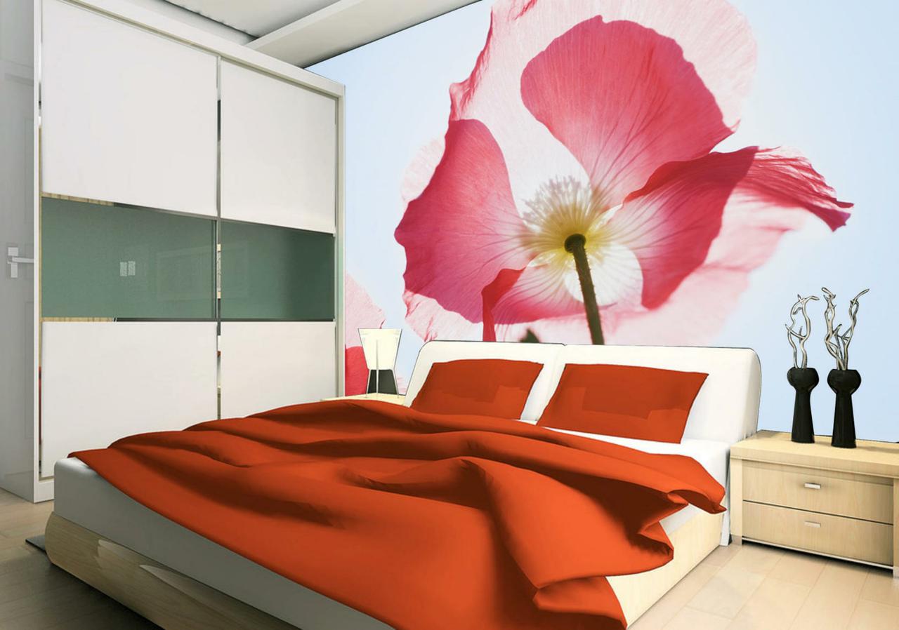 Фотообои 3D флизелиновые цветочные для спальни/зала/кухни Красный мак