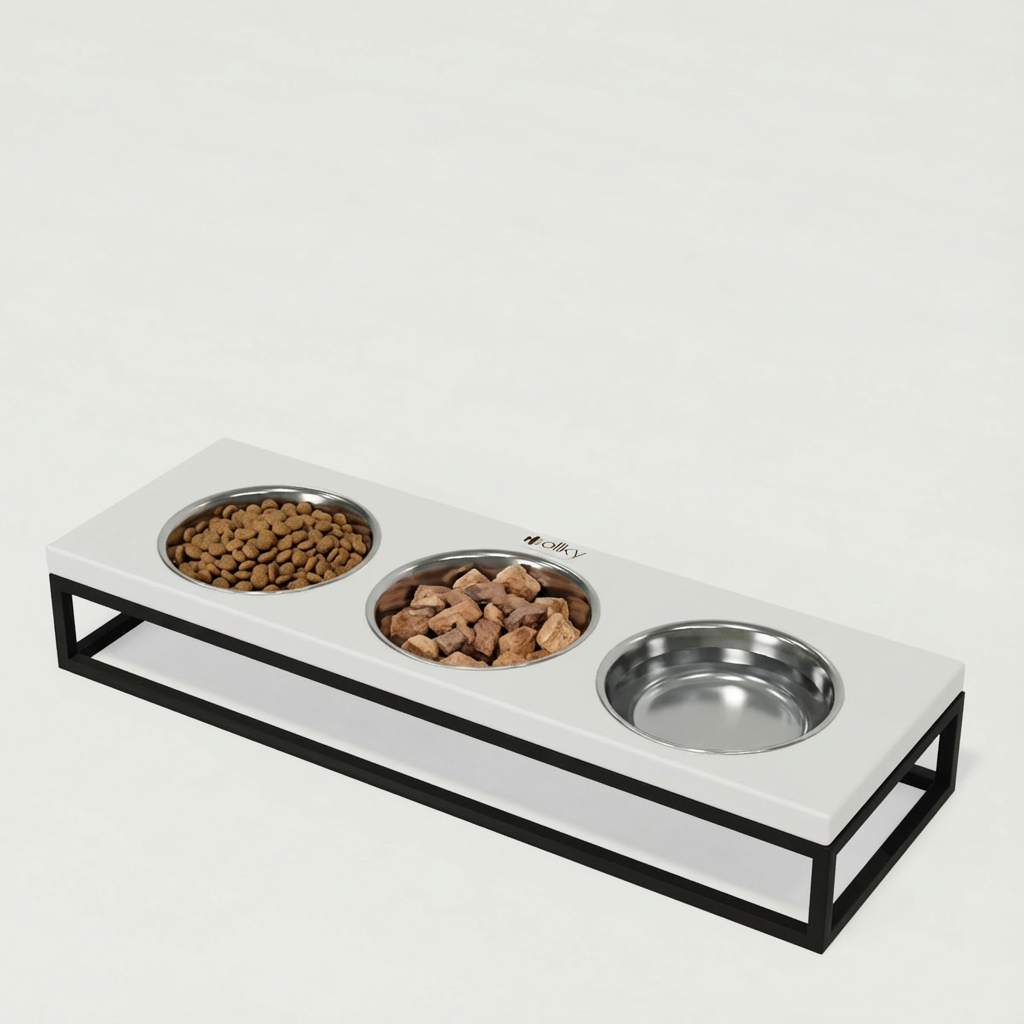 Миски на подставке для котов и маленьких собак Hollky Base Bar 3х0,45 л (Bar-54187-BLWH)