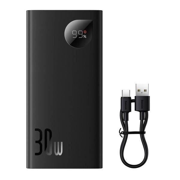 Повербанк BASEUS 10000 mAh 30 W 5 A Adaman2 Digital Display с технологией QC3.0/PD3.0 2USB Type-C кабель USB to Type-C Black (PPAD040001)