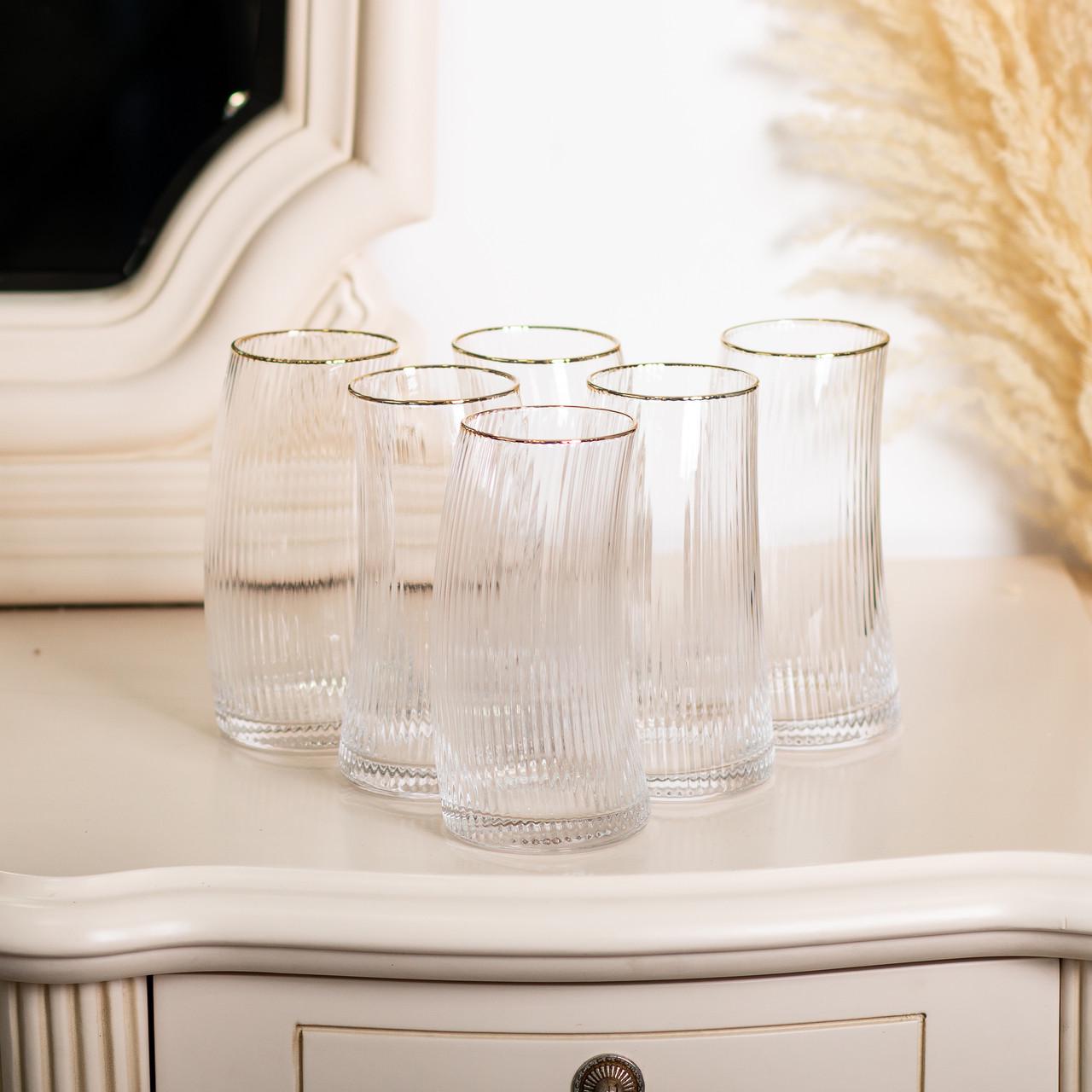 Набір високих склянок із золотим обідком HP-16-19 6 шт. 600 мл (A-032899) - фото 4