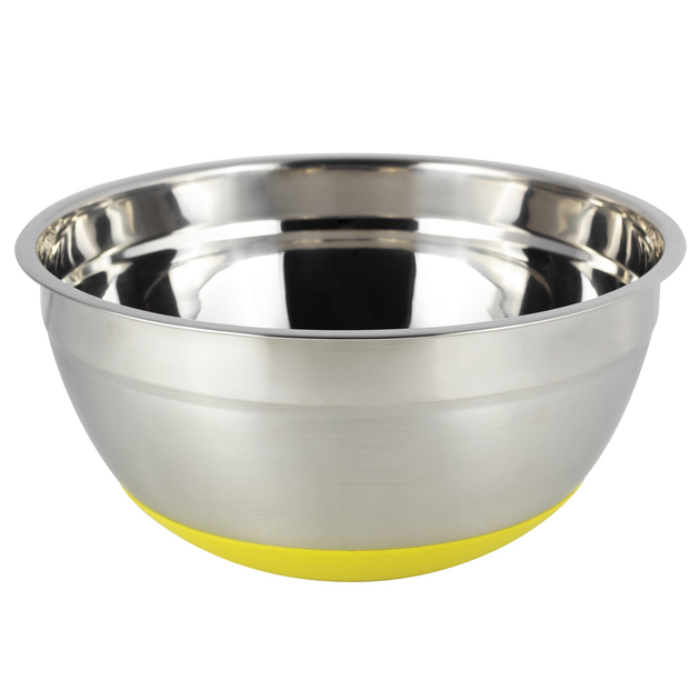 Миска с нескользящим силиконовым дном Kamille KM-4348 из нержавеющей стали 22х10 см Желтый (150-84-4348)
