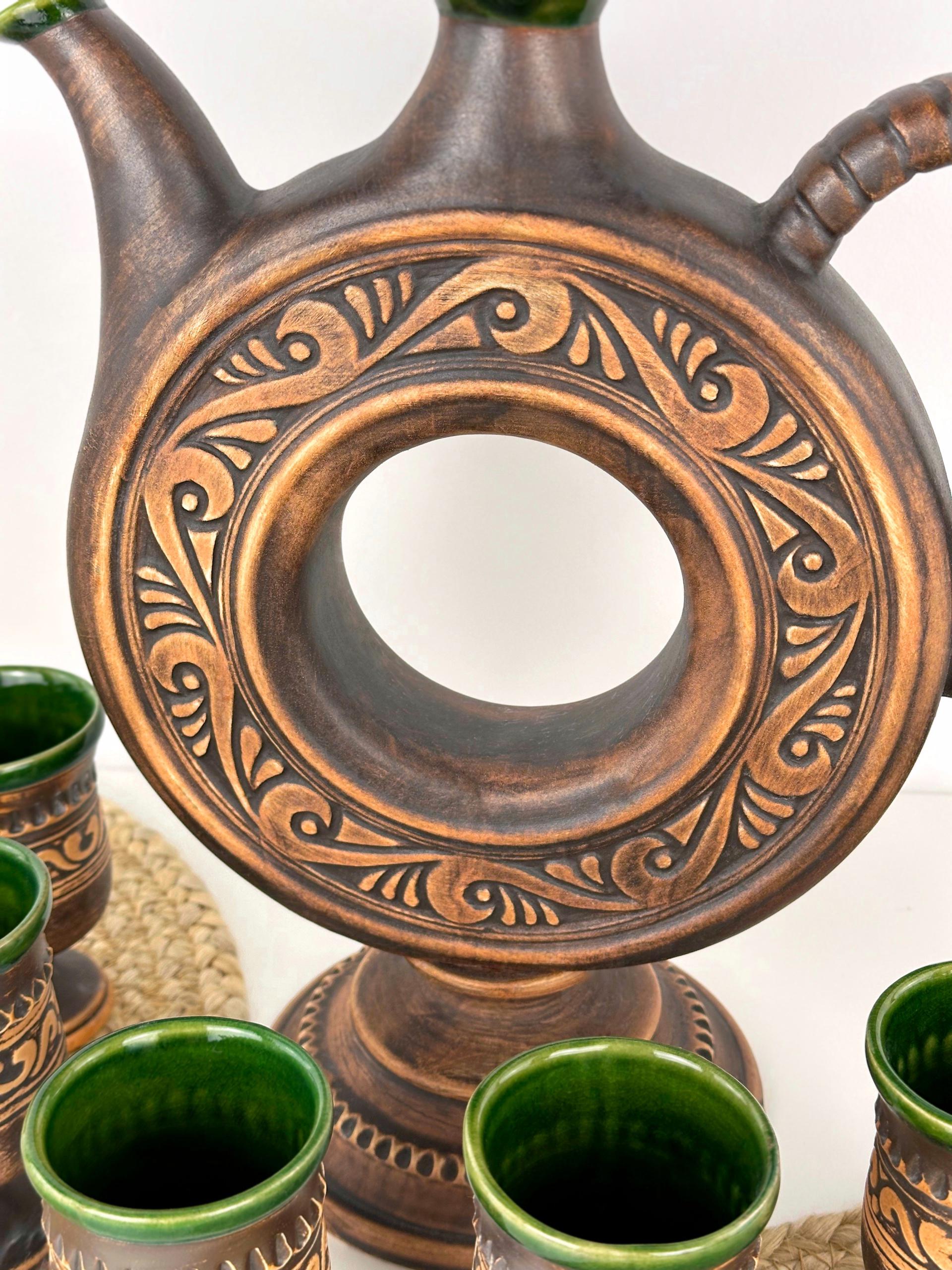 Набір глиняного посуду подарунковий Гражда на 6 чоловік Коричневий (17019-35) - фото 4