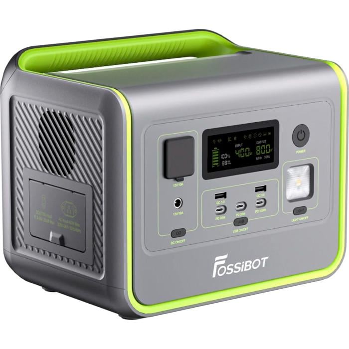 Зарядна станція Fossibot F800 800W 512 Вт/год з акумуляторами LiFePO4 функцією UPS MPPT контролером Сірий/Зелений (615385) - фото 2