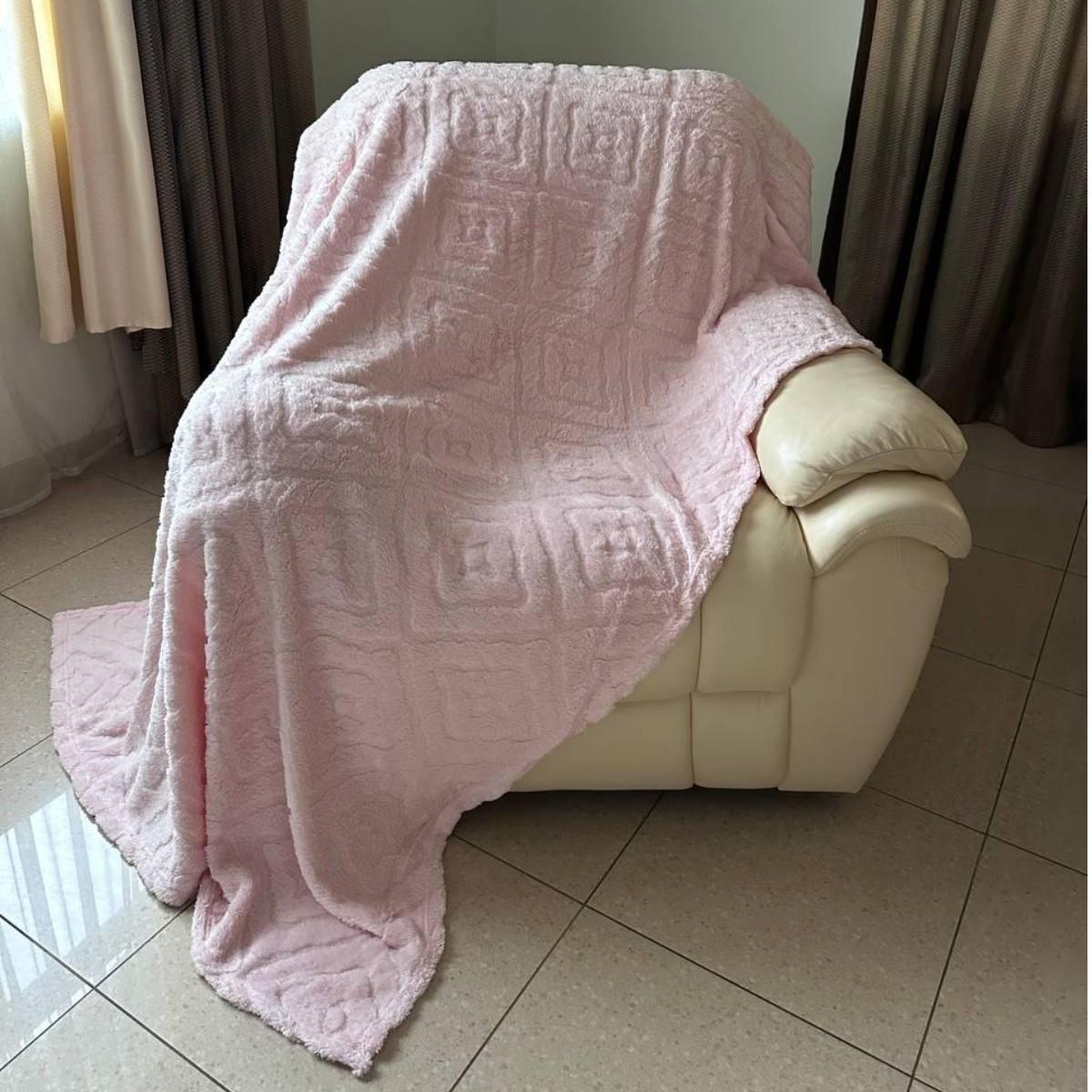 Плед пушистый Koloco Большой Ромбик евро 220х240 см Розовый (40879)