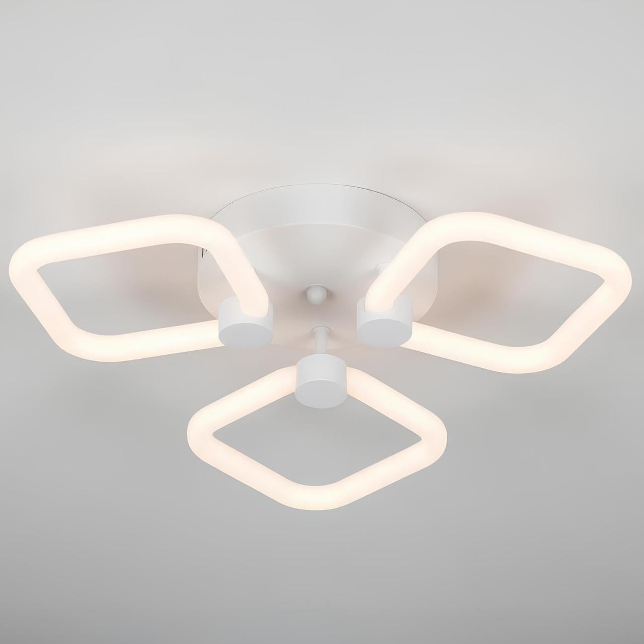 Люстра светодиодная Valeso 42W с квадратными рассеивателями 3000-6500K с пультом Белый (G 2589/3 WT)