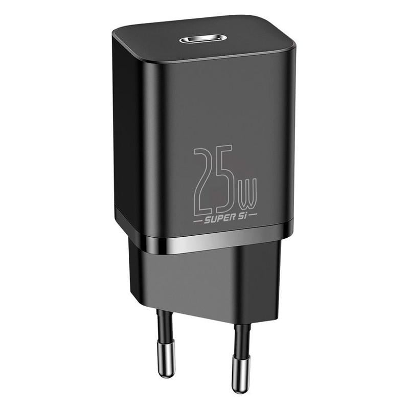 Блок питания и кабель Baseus Super Silicone PD Charger Type-C 25W 3А TZCCSUP-L01 1 м Black - фото 3