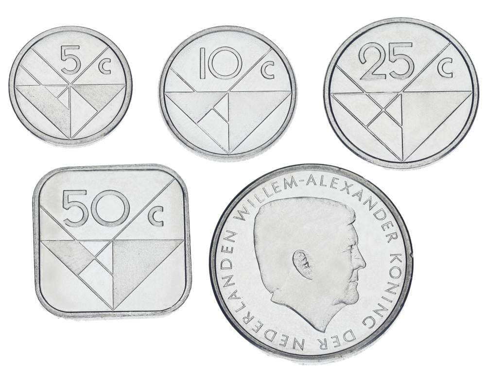 Коллекционная монета Аруба набор из 5 монет 2023-2024 UNC 5 10 25 50 центов 1 флорин (М21974)