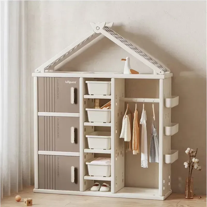 Стеллаж в детскую Lumpurini Ornella с полочками/контейнерами/вешалкой (YYW660)