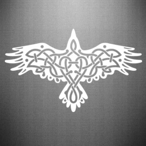 Наклейка Символ викингов Ворон Одина 40x24,3 см Белый (22383671)