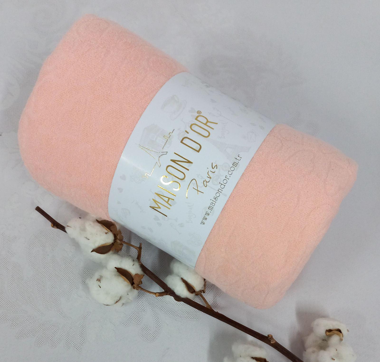 Простынь махровая на резинке Maison D'or Jacquard 100x200 см с наволочками Apricot (CN25543)