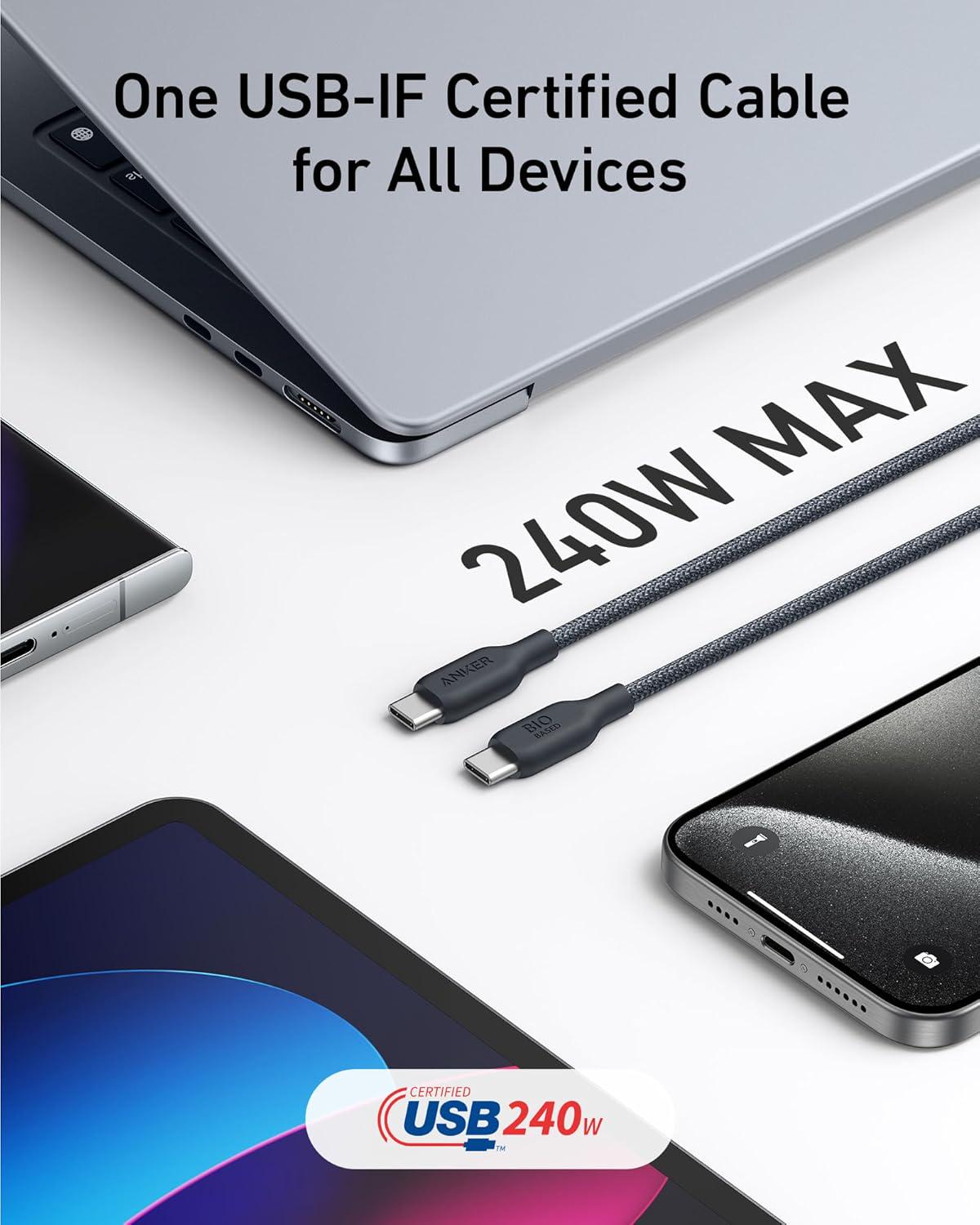 Кабель Anker 543 USB-C - USB-C 240W 3 м (A80E7) - фото 3