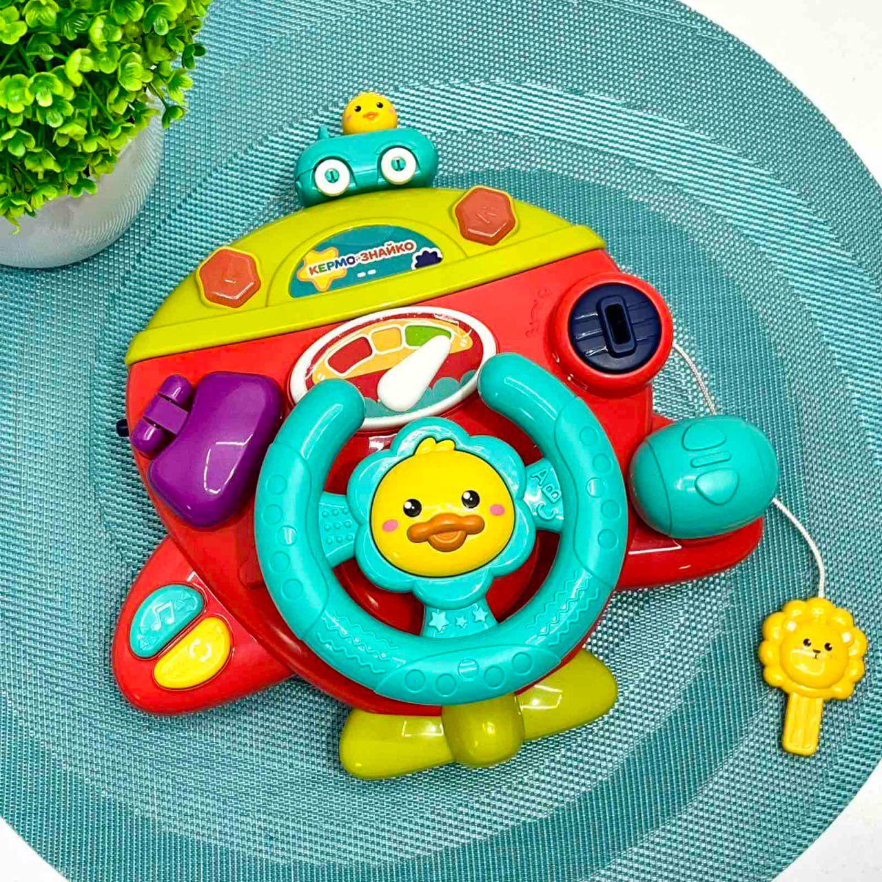 Руль интерактивный музыкальный Limo Toy Автотренажер крепится на коляску/кроватку Красный (HB 0077)